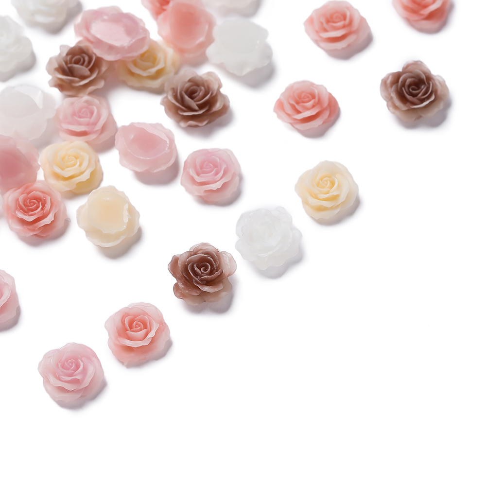 Resin Craft Ideas - ชาร์มตกแต่งเล็บเรซิ่นรูปดอกไม้แบบไม่มีรู 20/50 ชิ้น สำหรับตกแต่งเล็บ DIY อุปกรณ์งานฝีมือ